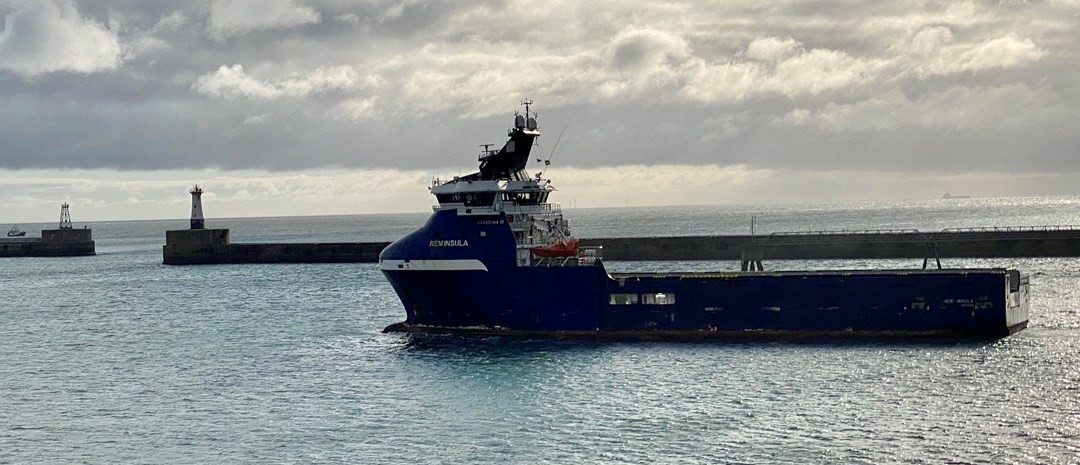 REM INSULA transiting Aberdeenshire Coast on the Scottish East Coast  