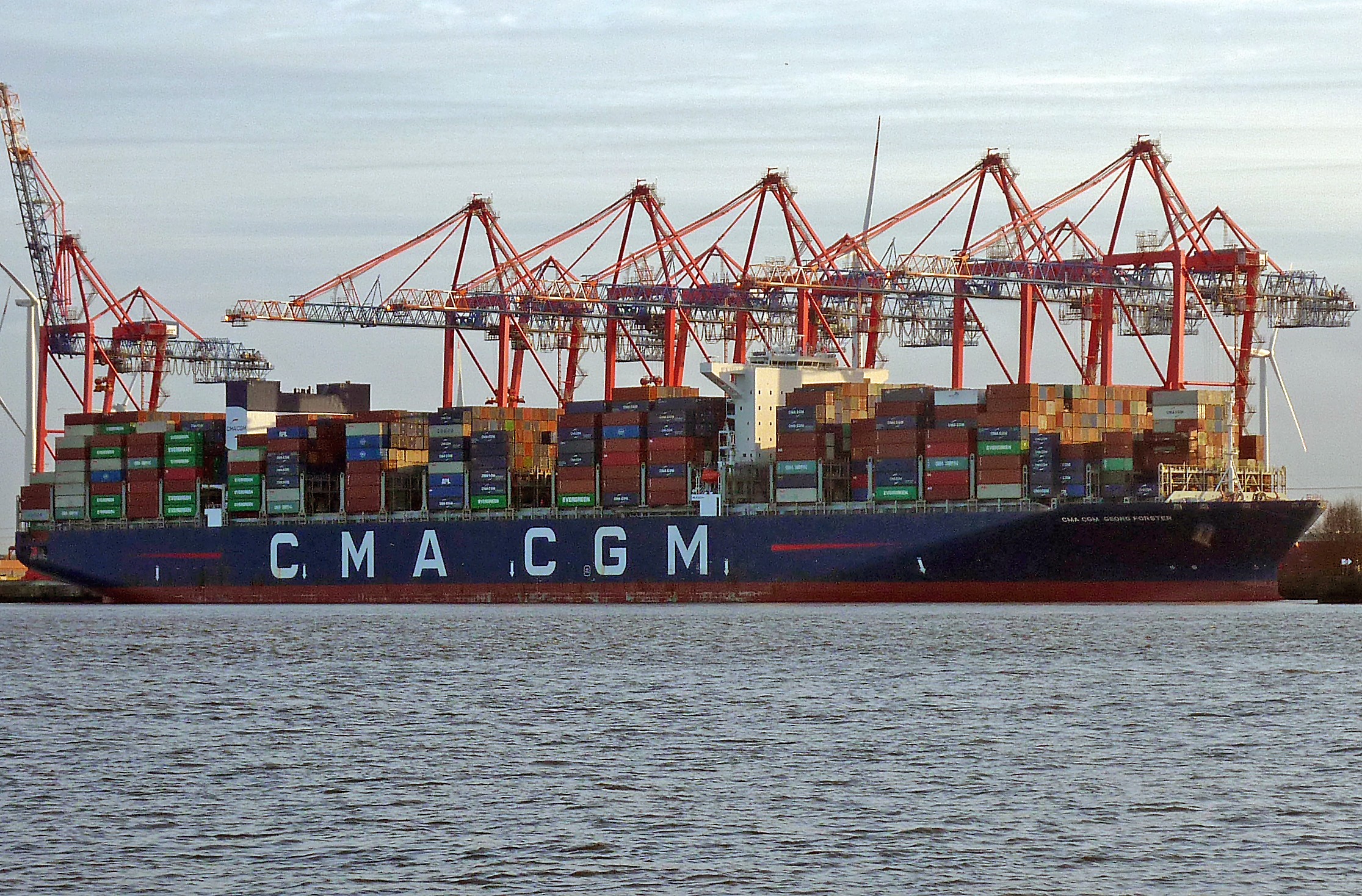 Transit: CMACGM GEORG FORSTER entering English South Coast at The Dover Strait