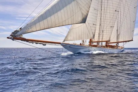 Photograph of the Luxury Sailing Yacht (A-Class Racing Schooner): ELENA OF LONDON      (IMO: 1010789). Documented in UK and Regional Shipping Movements.