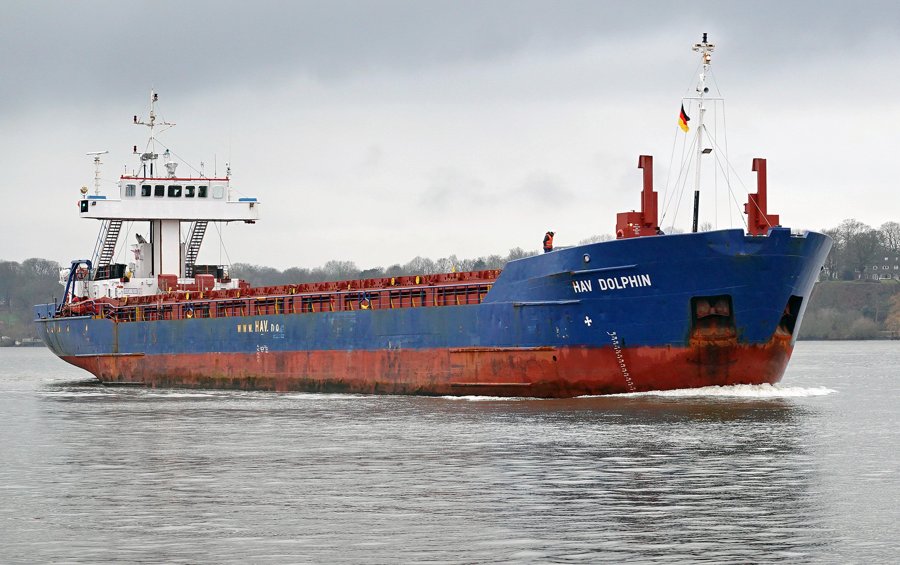Photograph of the General Cargo Ship: HAV DOLPHIN (IMO: 9073854). Documented in UK and Regional Shipping Movements.