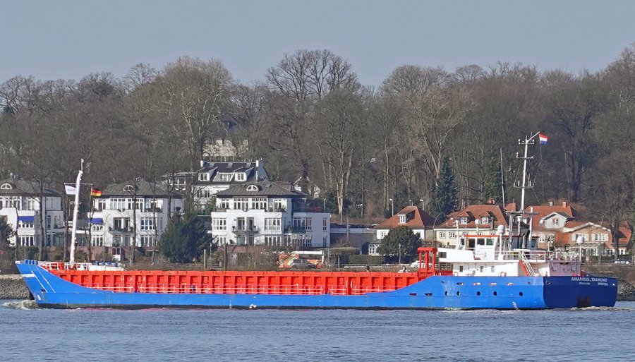 Photograph of the General Cargo: AMADEUS DIAMOND (IMO: 9201968). Documented in UK and Regional Shipping Movements.
