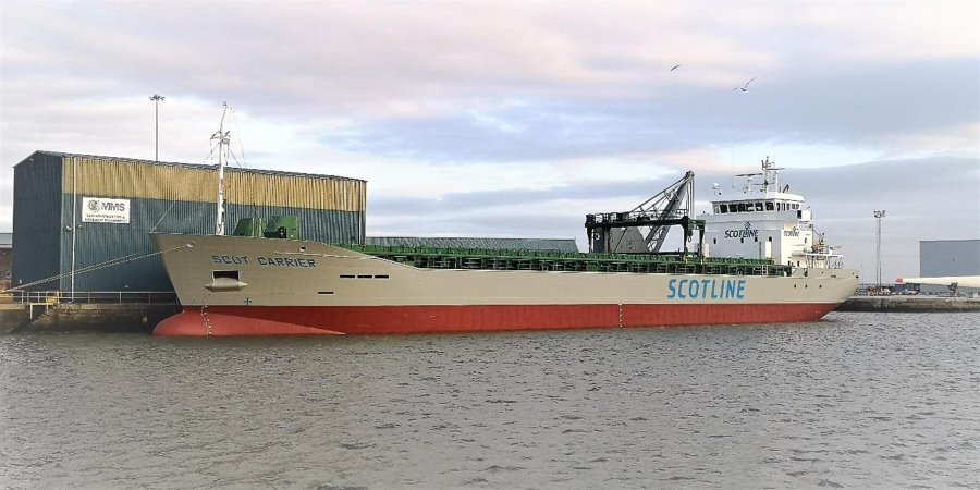 MV SCOT CARRIER transiting Thurso Coast on the Scottish North Coast  